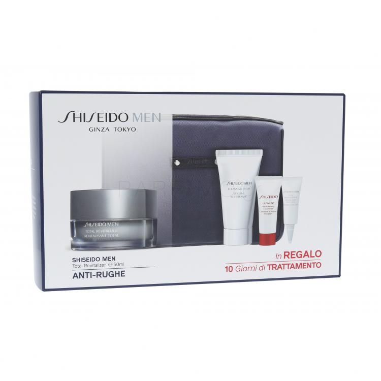 Shiseido MEN Total Revitalizer Σετ δώρου MEN Total Revitalizer 50 ml + MEN Cleansing Foam 30 ml + ULTIMUNE Power Infusing Concentrate 5 ml + MEN Total Revitalizer Eye 3 ml +καλλυντική τσάντα