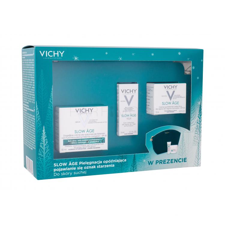 Vichy Slow Âge Daily Care Targeting SPF30 Σετ δώρου ημερήσια φροντίδα προσώπου 50 ml +ημερήσια φροντίδα προσώπου 15 ml +φροντίδα ματιών 3 ml + καλλυντική τσάντα 1 κομ.