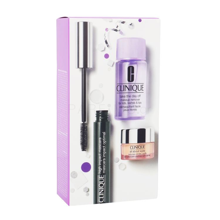Clinique High Impact Σετ δώρου μάσκαρα High Impact Mascara 7 ml + αφαίρεση μακιγιάζ Take The Day Off Remover For Lids 30 ml + κρέμα ματίων All About Eyes 5 ml