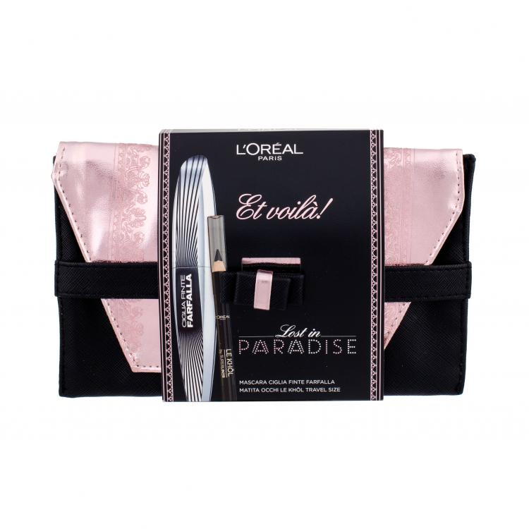 L&#039;Oréal Paris False Lash Wings Σετ δώρου μάσκαρα 7 ml + μολύβι ματιών Le Khol 1 g 101 Midnight Black + τσάντα