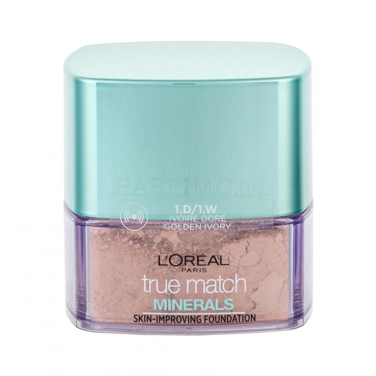 L&#039;Oréal Paris True Match Minerals Skin-Improving Make up για γυναίκες 10 gr Απόχρωση 1.D/1.W Golden Ivory