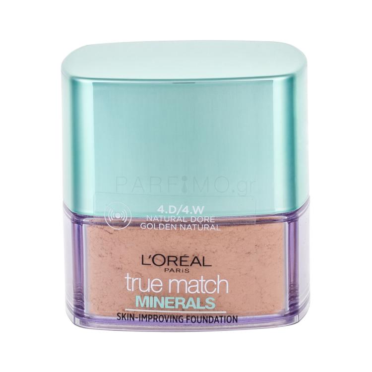 L&#039;Oréal Paris True Match Minerals Skin-Improving Make up για γυναίκες 10 gr Απόχρωση 4.D/4.W Golden Natural