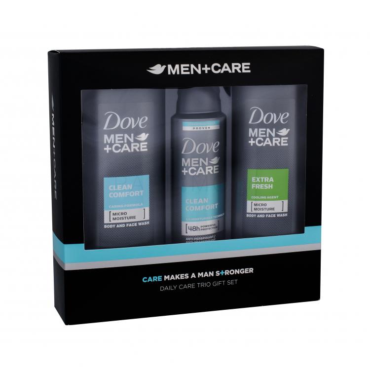 Dove Men + Care Clean Comfort Σετ δώρου αφρόλουτρο 250 ml + deo spray 150 ml + αφρόλουτρο Extra Fresh 250 ml