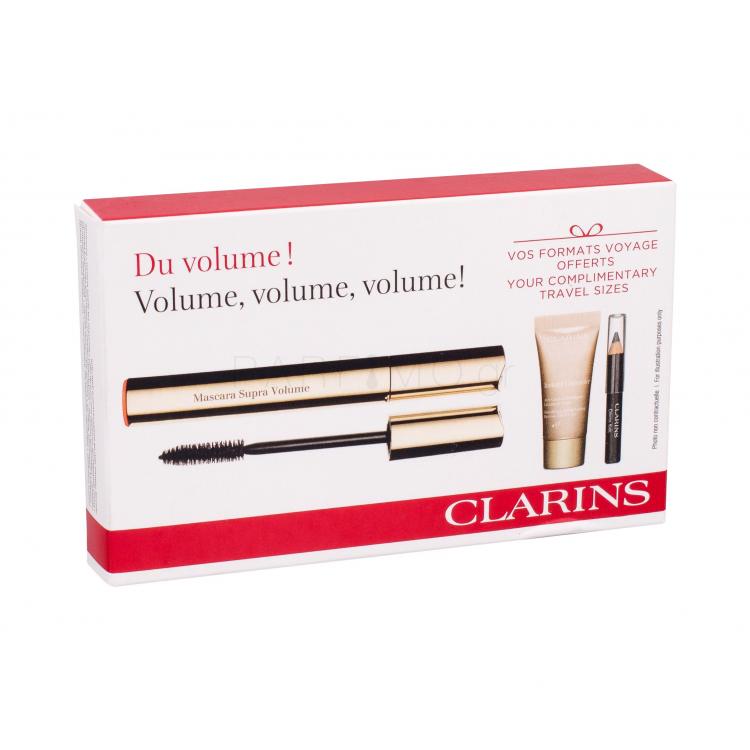 Clarins Mascara Supra Volume Σετ δώρου μάσκαρα 8 ml + διορθωτής Instant Concealer 5 ml 02 Medium + μολύβι ματιών Crayon Khol 0,39 g 01 Carbon Black