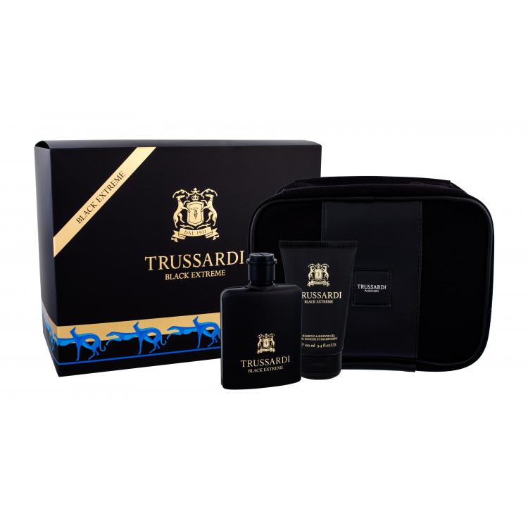 Trussardi Black Extreme Σετ δώρου EDT 100ml +αφρόλουτρο 100 ml + καλλυντική τσάντα