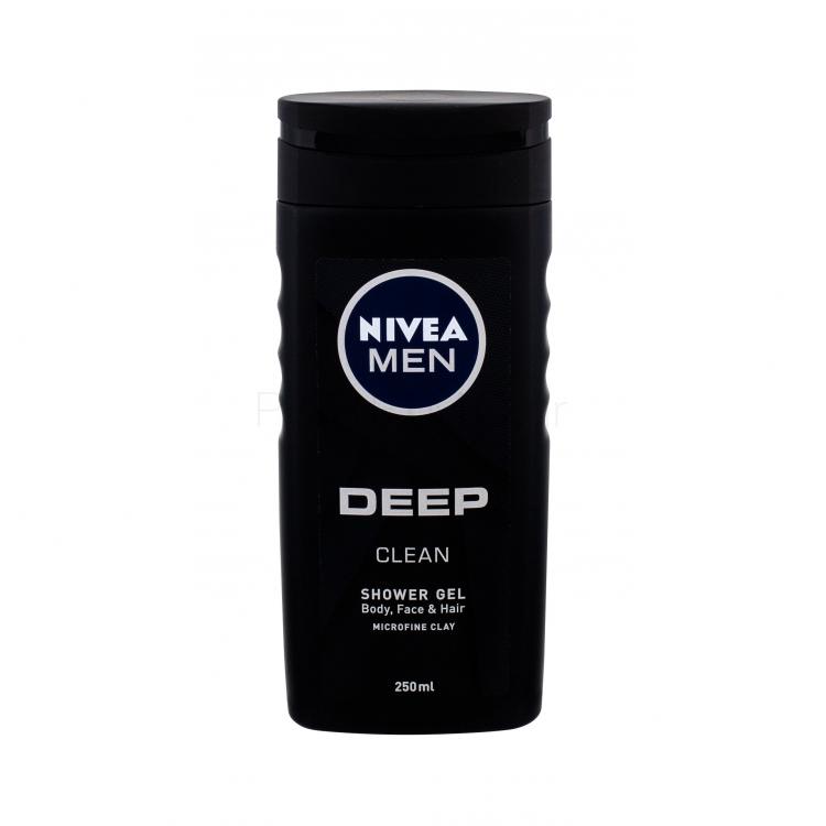 Nivea Men Deep Clean Body, Face &amp; Hair Αφρόλουτρο για άνδρες 250 ml