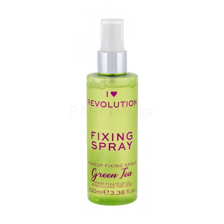 Makeup Revolution London I Heart Revolution Fixing Spray Green Tea Σπρέι σταθεροποίησης μαγικιάζ για γυναίκες 100 ml