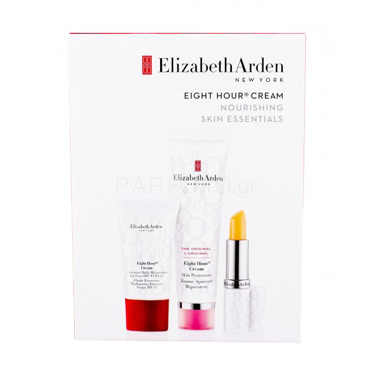 Elizabeth Arden Eight Hour Cream Skin Protectant Σετ δώρου προστασία του δέρματος 50 ml + ημερήσια φροντίδα προστασια SPF15 15 ml +βάλσαμο χειλιών Lip Protectant Stick SPF15 3,7 g