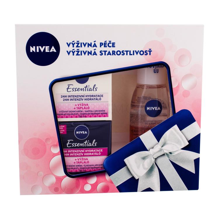Nivea Essentials Σετ δώρου θρεπτική κρέμα ημέρας 50 ml + θρεπτική κρέμα νύχτας 50 ml + προϊόν αφαίρεσης μακιγιάζ δύο συστατικών 125 ml