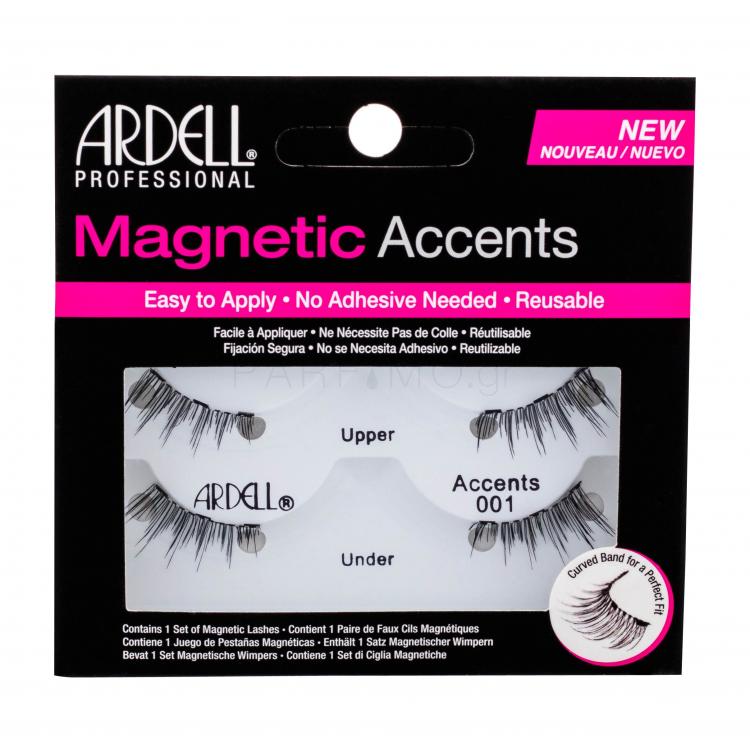 Ardell Magnetic Accents 001 Ψεύτικες βλεφαρίδες για γυναίκες 1 τεμ Απόχρωση Black