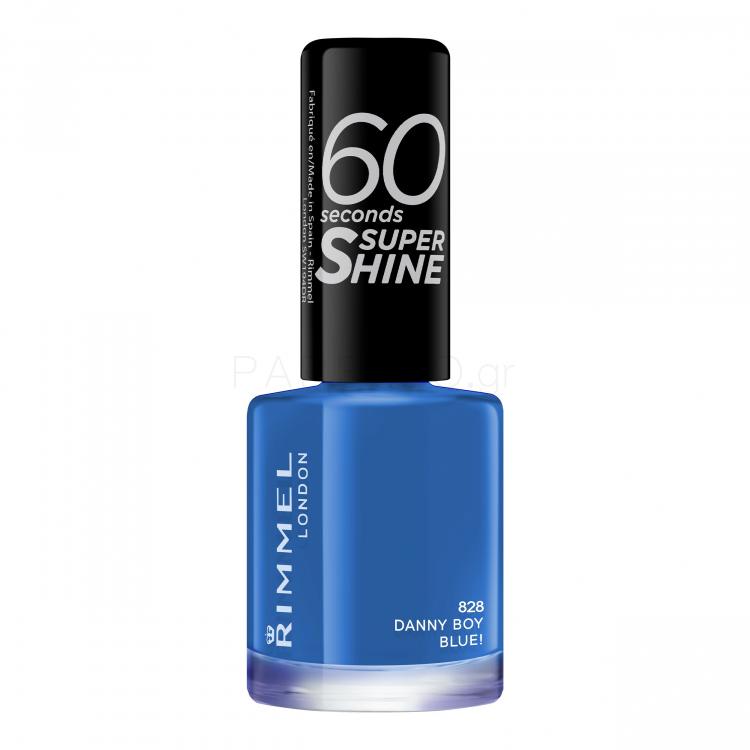 Rimmel London 60 Seconds Super Shine Βερνίκι νυχιών για γυναίκες 8 ml Απόχρωση 828 Danny Boy, Blue!