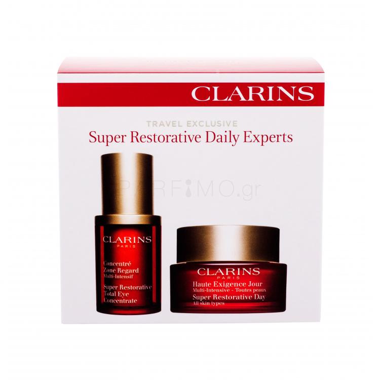 Clarins Super Restorative Total Eye Concentrate Σετ δώρου φροντίδα ματιών 15 ml + ημερήσια φροντίδα προσώπου 50 ml