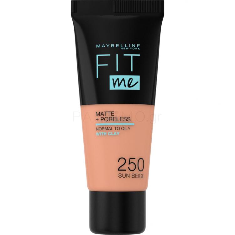 Maybelline Fit Me! Matte + Poreless Make up για γυναίκες 30 ml Απόχρωση 250 Sun Beige