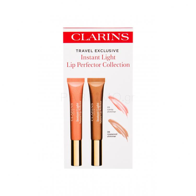 Clarins Instant Light Natural Lip Perfector Σετ δώρου λιπ γκλος 12 ml + λιπ γκλος 12 ml 06 Rosewood Shimmer