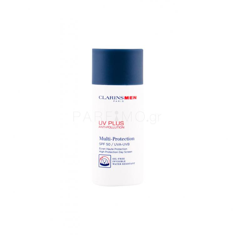 Clarins Men UV Plus Multi-Protection SPF 50 Αντιηλιακό προϊόν προσώπου για άνδρες 50 ml