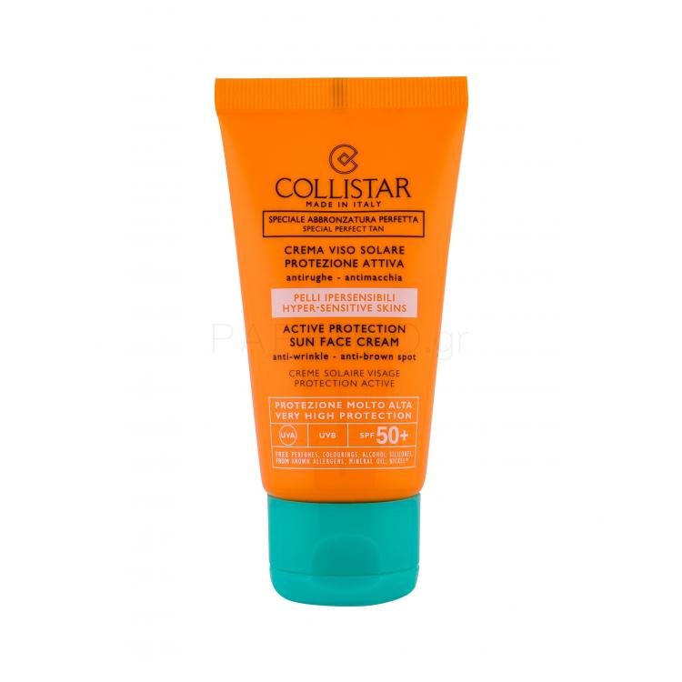Collistar Special Perfect Tan Active Protection Sun Face SPF50+ Αντιηλιακό προϊόν προσώπου για γυναίκες 50 ml
