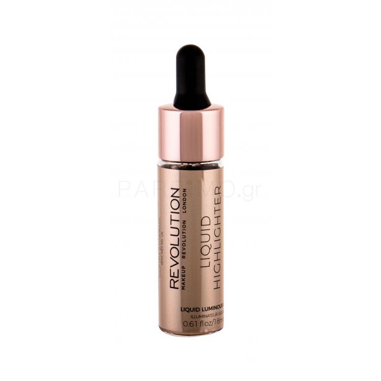 Makeup Revolution London Liquid Highlighter Highlighter για γυναίκες 18 ml Απόχρωση Luminous Gold