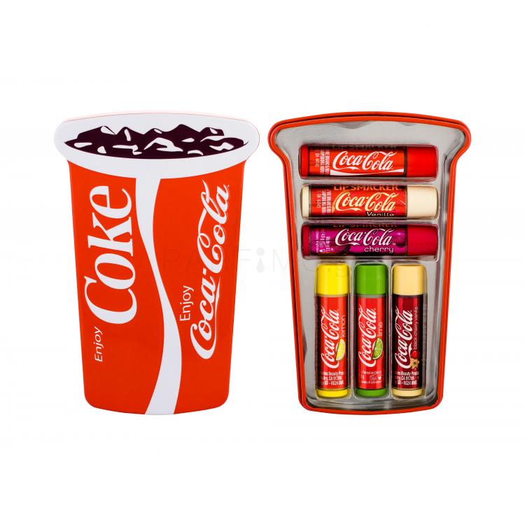 Lip Smacker Coca-Cola Lip Balm Σετ δώρου βάλσαμο χειλιών 6 κομ. x 4 g + μεταλλικό κουτί
