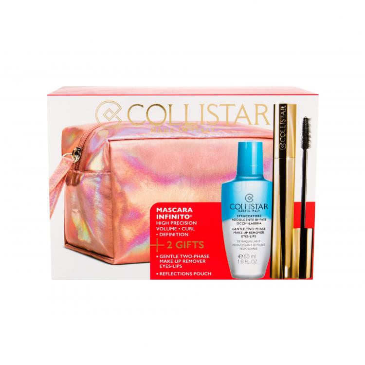 Collistar Infinito Σετ δώρου για γυναίκες μάσκαρα για βλεφαρίδες 11 ml +  διφασικό προϊόν για την αφαίρεση μακιγιάζ Gentle Two Phase 50 ml + καλλυντική τσάντα