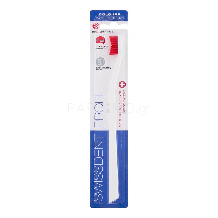 Swissdent Profi Colours Soft Medium Οδοντόβουρτσα 1 τεμ Απόχρωση White&amp;Red