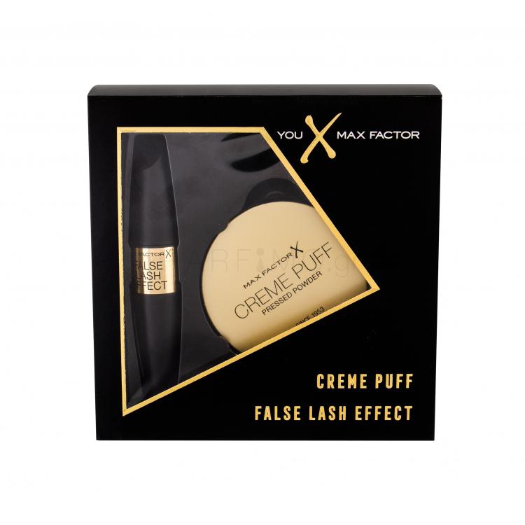 Max Factor Creme Puff Σετ δώρου για γυναίκες πούδρα 21 g + μάσκαρα False Lash Effect Black 13,1 ml