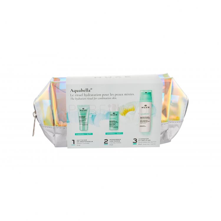 NUXE Aquabella Beauty-Revealing Σετ δώρου ενυδατικό γαλάκτωμα 50 ml + καθαριστικό τζελ 15 ml +τόνικ προσώπου 35 ml + καλλυντική τσάντα