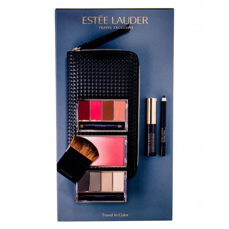 Estée Lauder Travel Makeup Palette Σετ δώρου σκιές ματιών 5 g + κραγιόν  32 g + ρουζ 5 g +μολύβι ματιών 01 8 g + μάσκαρα 01 Black 2,8 ml + καλλυντική τσάντα