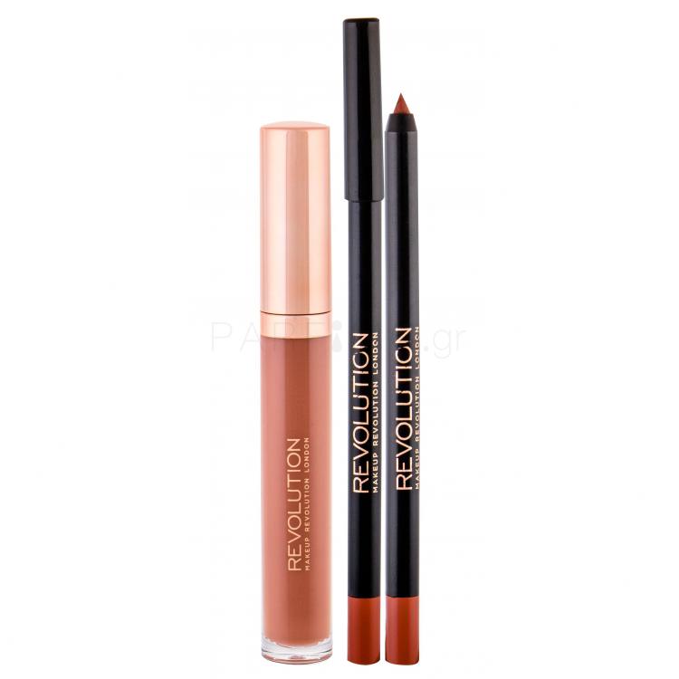 Makeup Revolution London Retro Luxe Gloss Lip Kit Σετ δώρου λιπ γκλος χειλιών 5,5 ml +μολύβι χειλιών για περιγράμμα 1 g