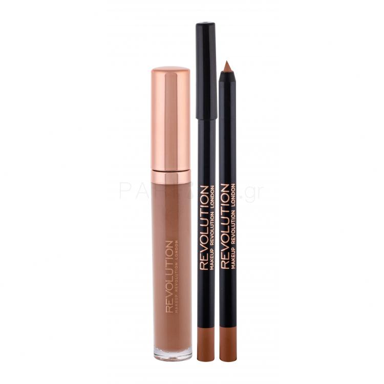 Makeup Revolution London Retro Luxe Gloss Lip Kit Σετ δώρου λιπ γκλος 5,5 ml + μολύβι περιγράμματος χειλιών 1 g