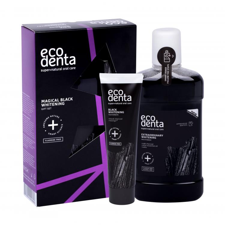 Ecodenta Toothpaste Black Whitening Σετ δώρου οδοντόκρεμα λεύκανσης Black Whitening 100 ml + στοματικό νερό Extraordinary Whitening 500 ml