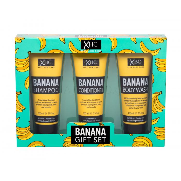 Xpel Banana Σετ δώρου σαμπουάν 100 ml + μαλακτικό μαλλιών (κοντίσιονερ) 100 ml + αφρόλουτρο 100 ml