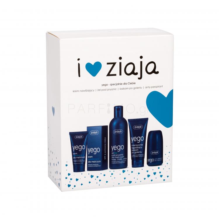 Ziaja Men (Yego) Σετ δώρου αφρόλουτρο 3в1 300 ml + ενυδατική κρέμα SPF6 50 ml + βάλσαμα για μετά το ξύρισμα  75 ml + αντιιδρωτικό 60 ml