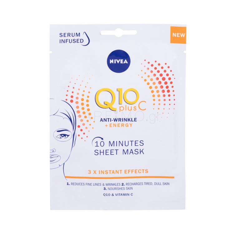 Nivea Q10 Plus C 10 Minutes Sheet Mask Μάσκα προσώπου για γυναίκες 1 τεμ