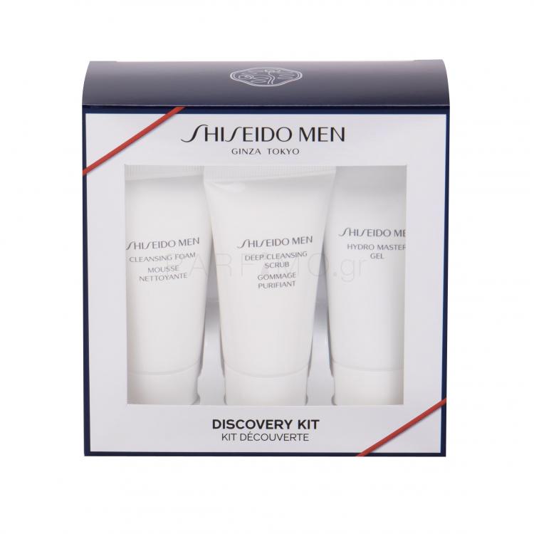 Shiseido MEN Hydro Master Gel Σετ δώρου τζελ καθαρισμού προσώπου Hydro Master Gel 30 ml + αφρός καθαρισμού Cleansing Foam 30 ml + απολέπιση προσώπου Deep Cleansing Scrub 30 ml