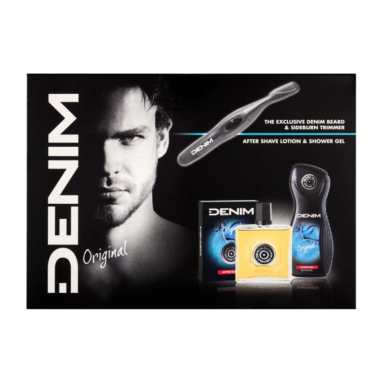 Denim Original After Shave Σετ δώρου aftershave 100 ml + αφρόλουτρο 250 ml + Trimmer περιποίησης γενειάδας κατεστραμμένη συσκευασία