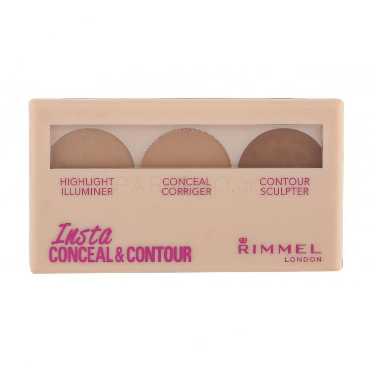 Rimmel London Insta Conceal &amp; Contour Пαλέτα contouring για γυναίκες 8,4 gr Απόχρωση 020 Medium